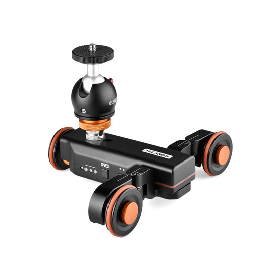 YELANGU L4X-BC Camera Wheel Dolly II Electric Track Slider 3-Wheel Video Pulley Rolling Dolly Car with Ballhead, Load: 3kg (Black) by YELANGU