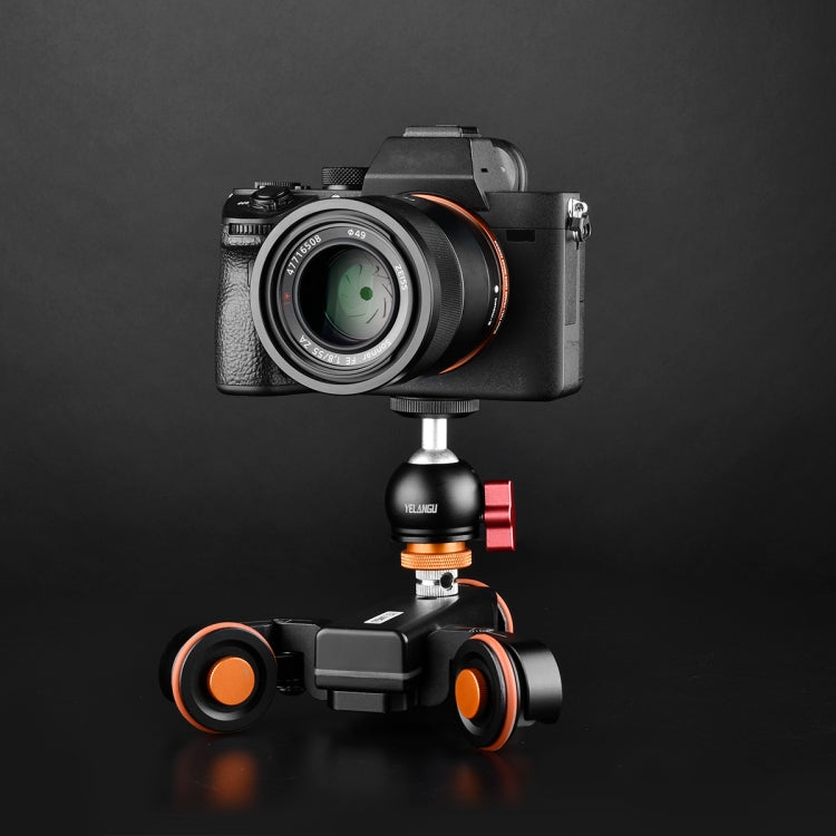 YELANGU L4X-BC Camera Wheel Dolly II Electric Track Slider 3-Wheel Video Pulley Rolling Dolly Car with Ballhead, Load: 3kg (Black) by YELANGU