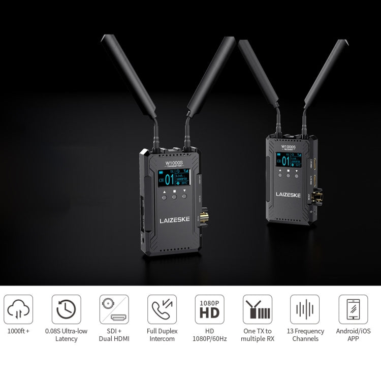 LAIZESKE W1000S 1000FT Dual HDMI + SDI Wireless Video Transmission System (Black) - On-camera Monitors by buy2fix | Online Shopping UK | buy2fix
