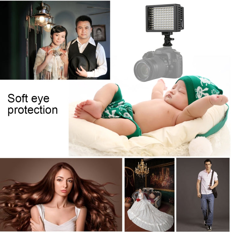 HD-160 White Light LED Video Light on-Camera Photography Lighting Fill Light for Canon, Nikon, DSLR Camera with 3 Filter Plates by buy2fix