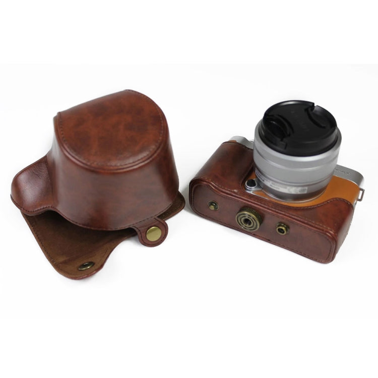 PU Leather Camera Full Body Case Bag with Strap for FUJIFILM X-A7 / X-A20 (15-55mm Lens) (Coffee) - Leather Bag by buy2fix | Online Shopping UK | buy2fix