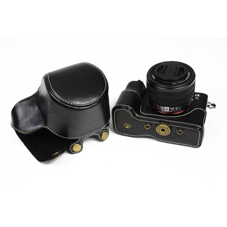 Full Body Camera PU Leather Case Bag for Sony LCE-7C / Alpha 7C / A7C 28-60mm / 40.5mm Lens(Black) - Leather Bag by buy2fix | Online Shopping UK | buy2fix