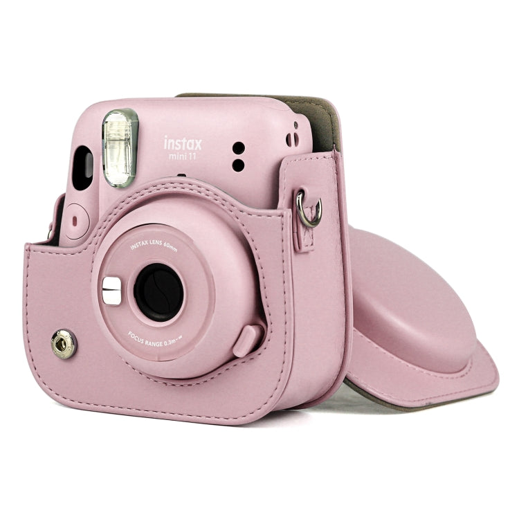 Solid Color Full Body Camera Leather Case Bag with Strap for FUJIFILM Instax mini 11 (Pink) - Leather Bag by buy2fix | Online Shopping UK | buy2fix