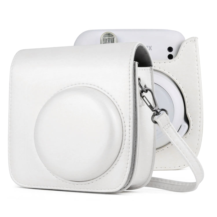 Solid Color Full Body Camera Leather Case Bag with Strap for FUJIFILM Instax mini 11 (White) - Leather Bag by buy2fix | Online Shopping UK | buy2fix
