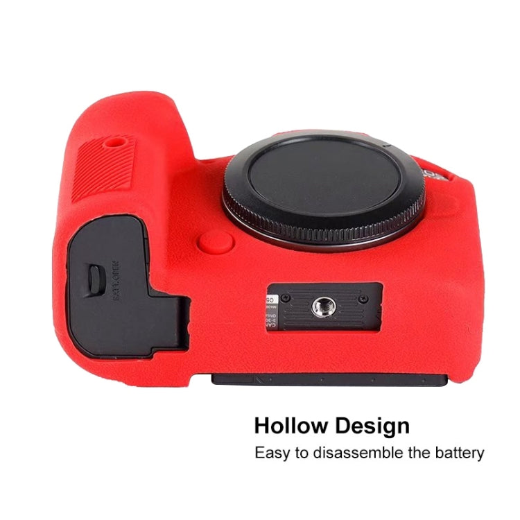 For Canon EOS R6 Litchi Texure Soft Silicone Case(Red) by buy2fix
