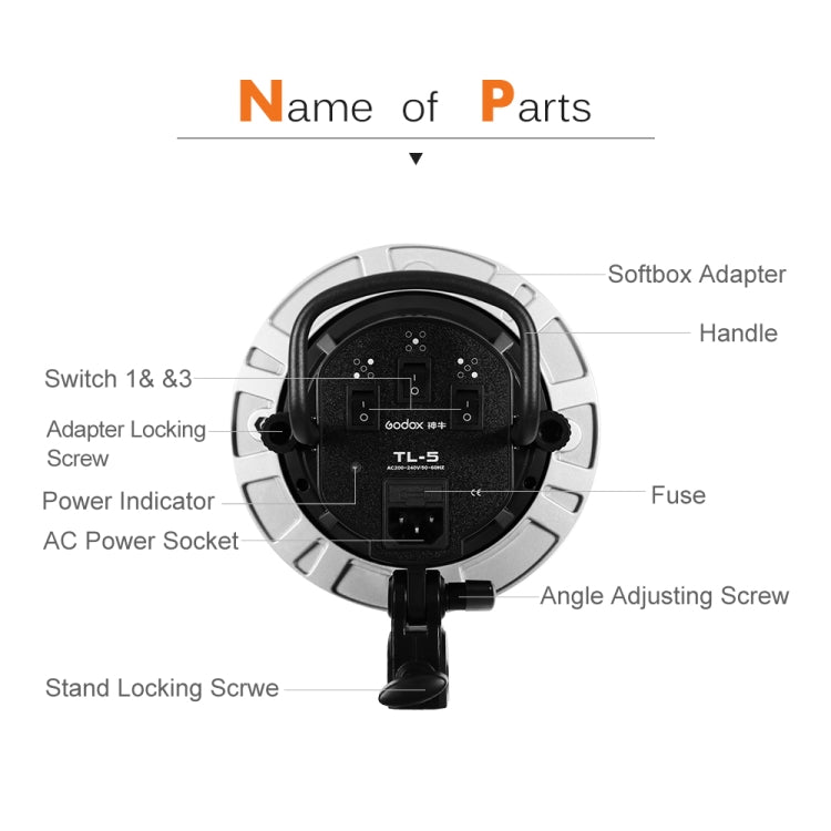 Godox TL-5 5 in 1 E27 Socket Tricolor Bulb Light Lamp Head Mount(UK Plug) - by Godox | Online Shopping UK | buy2fix