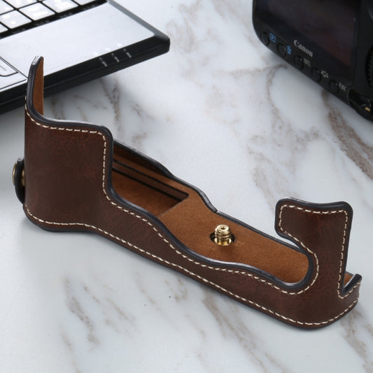 1/4 inch Thread PU Leather Camera Half Case Base for FUJIFILM X-T3/X-T2(Coffee) - Half Case by buy2fix | Online Shopping UK | buy2fix