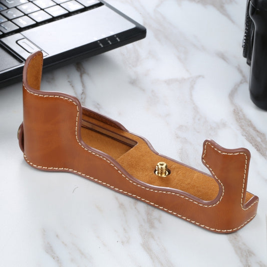 1/4 inch Thread PU Leather Camera Half Case Base for FUJIFILM X-T3/X-T2(Brown) - Half Case by buy2fix | Online Shopping UK | buy2fix