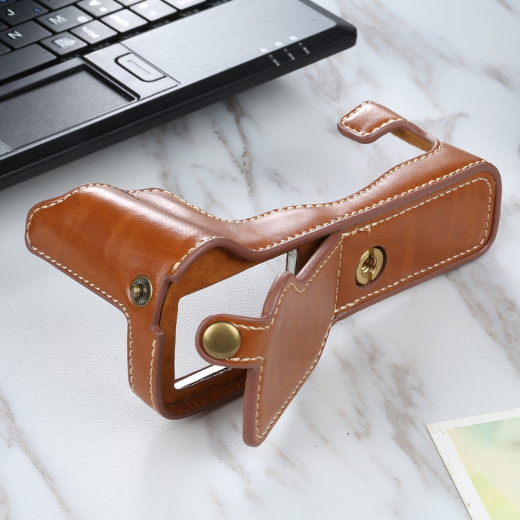 1/4 inch Thread PU Leather Camera Half Case Base for FUJIFILM X-T3/X-T2(Brown) by buy2fix