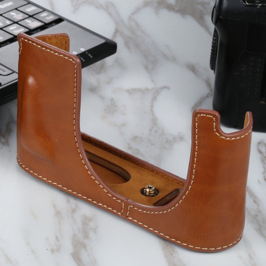 1/4 inch Thread PU Leather Camera Half Case Base for Leica Q2(Brown) - Half Case by buy2fix | Online Shopping UK | buy2fix