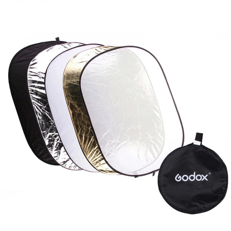 Godox FT05-1 100 x 150cm 5-in-1 Silver / Soft / Gold / White / Black Oval Folding Reflector Board - by Godox | Online Shopping UK | buy2fix