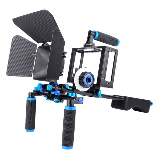 YELANGU D222 Dual Handles Camera Shoulder Mount + Camera Cage Stabilizer Kit with Matte Box + Follow Focus for DSLR Camera / Video Camera by YELANGU
