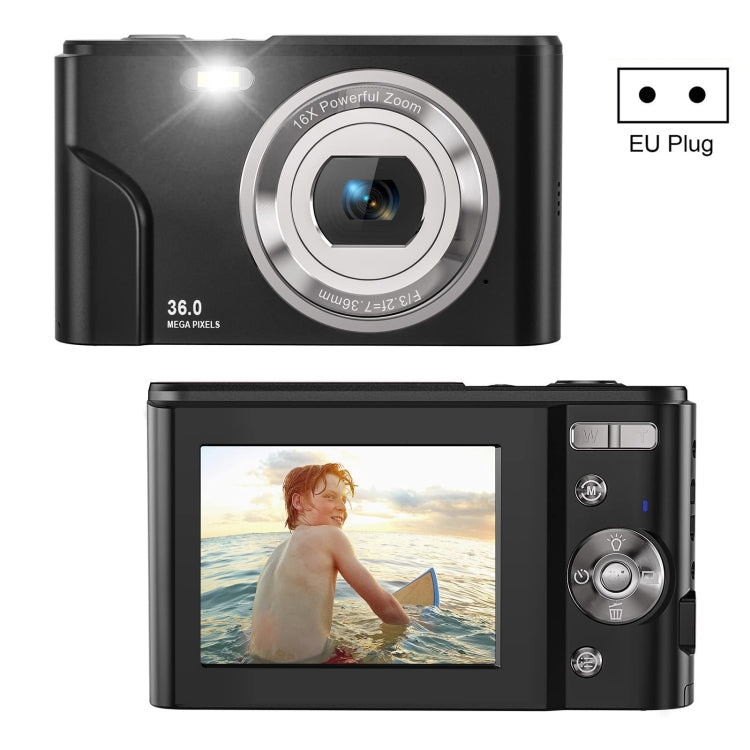 DC311 2.4 inch 36MP 16X Zoom 2.7K Full HD Digital Camera Children Card Camera, EU Plug(Black) - Children Cameras by buy2fix | Online Shopping UK | buy2fix