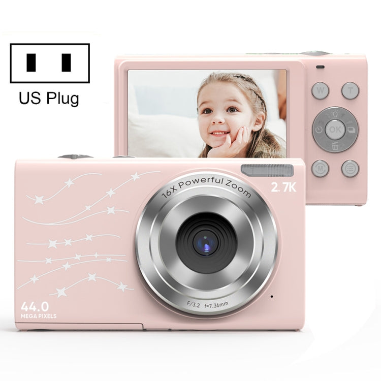 DC402 2.4 inch 44MP 16X Zoom 1080P Full HD Digital Camera Children Card Camera, US Plug (Pink) - Children Cameras by buy2fix | Online Shopping UK | buy2fix