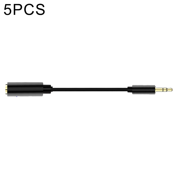 5 PCS 13cm Metal 3.5mm Audio 4 Pole Female to 3 Pole Male Microphone Adapter Cable(Black) - by buy2fix | Online Shopping UK | buy2fix