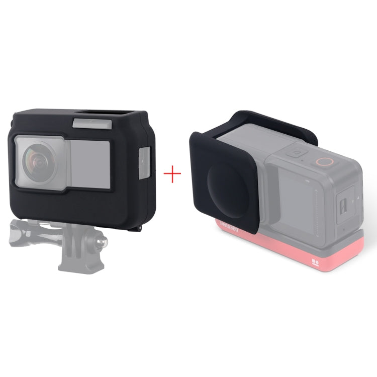 For Insta360 One R Panoramic Camera with Frame Shockproof Silicone Protective Case with Lens Cap Cover(Black) - Case & Bags by buy2fix | Online Shopping UK | buy2fix