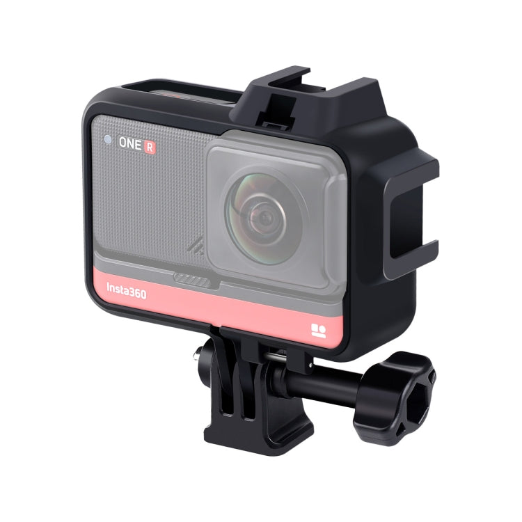 Plastic Frame Mount Protective Case Cage with Tripod Base Adapter & Long Screw & Cold Shoe Base for Insta360 One R(Black) - Mount & Holder by buy2fix | Online Shopping UK | buy2fix