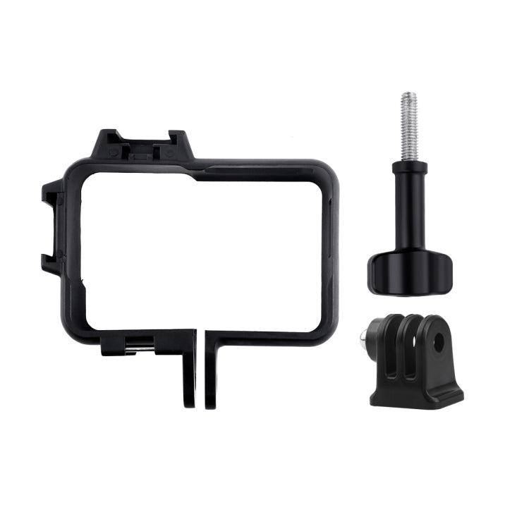 Plastic Frame Mount Protective Case Cage with Tripod Base Adapter & Long Screw & Cold Shoe Base for Insta360 One R(Black) - Mount & Holder by buy2fix | Online Shopping UK | buy2fix