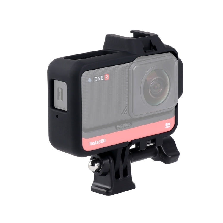 Plastic Frame Mount Protective Case Cage with Tripod Base Adapter & Long Screw & Cold Shoe Base for Insta360 One R(Black) - Mount & Holder by buy2fix | Online Shopping UK | buy2fix