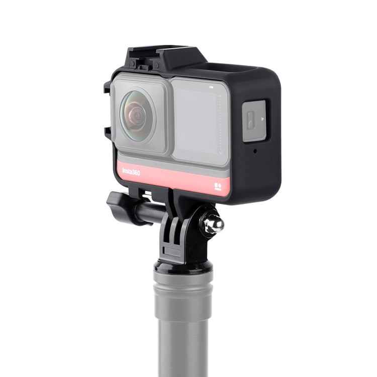 Plastic Frame Mount Protective Case Cage with Tripod Base Adapter & Long Screw & Cold Shoe Base for Insta360 One R(Black) - Mount & Holder by buy2fix | Online Shopping UK | buy2fix