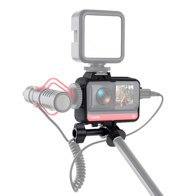 Plastic Frame Mount Protective Case Cage with Tripod Base Adapter & Long Screw & Cold Shoe Base for Insta360 One R(Black) - Mount & Holder by buy2fix | Online Shopping UK | buy2fix