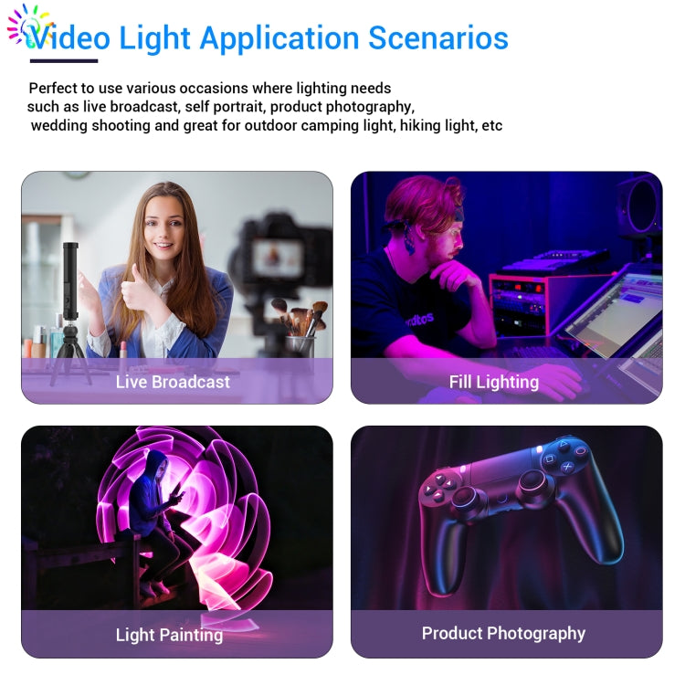 LUXCeO P100 RGB Photo Video Light Stick Handheld Fill Light with Remote Control - by LUXCeO | Online Shopping UK | buy2fix
