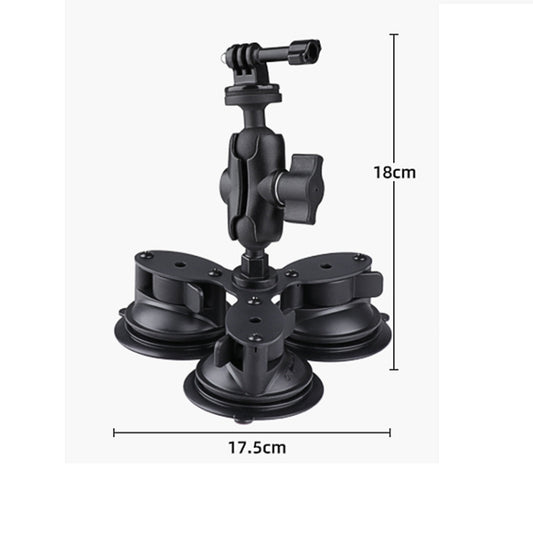 Triangle Suction Cup Mount Holder with Tripod Adapter & Steel Tether & Safety Buckle (Black) by buy2fix