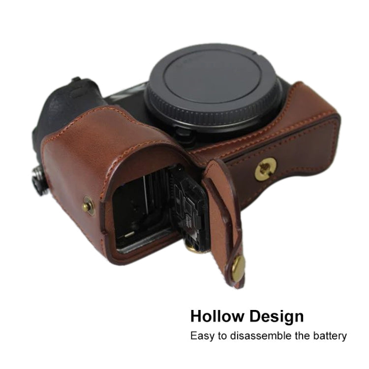 1/4 inch Thread PU Leather Camera Half Case Base for Sony ILCE-A6500 / A6500 (Coffee) - Half Case by buy2fix | Online Shopping UK | buy2fix