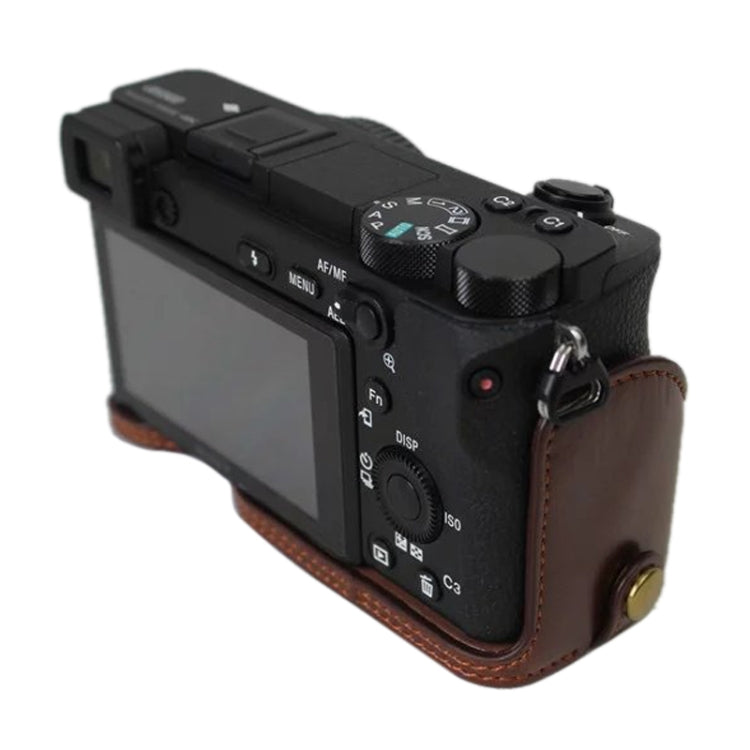 1/4 inch Thread PU Leather Camera Half Case Base for Sony ILCE-A6500 / A6500 (Coffee) - Half Case by buy2fix | Online Shopping UK | buy2fix