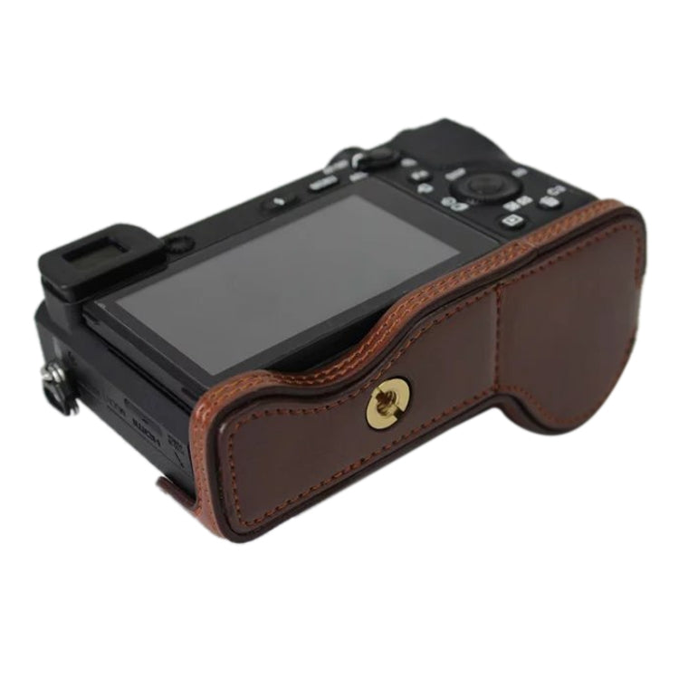 1/4 inch Thread PU Leather Camera Half Case Base for Sony ILCE-A6500 / A6500 (Brown) - Half Case by buy2fix | Online Shopping UK | buy2fix