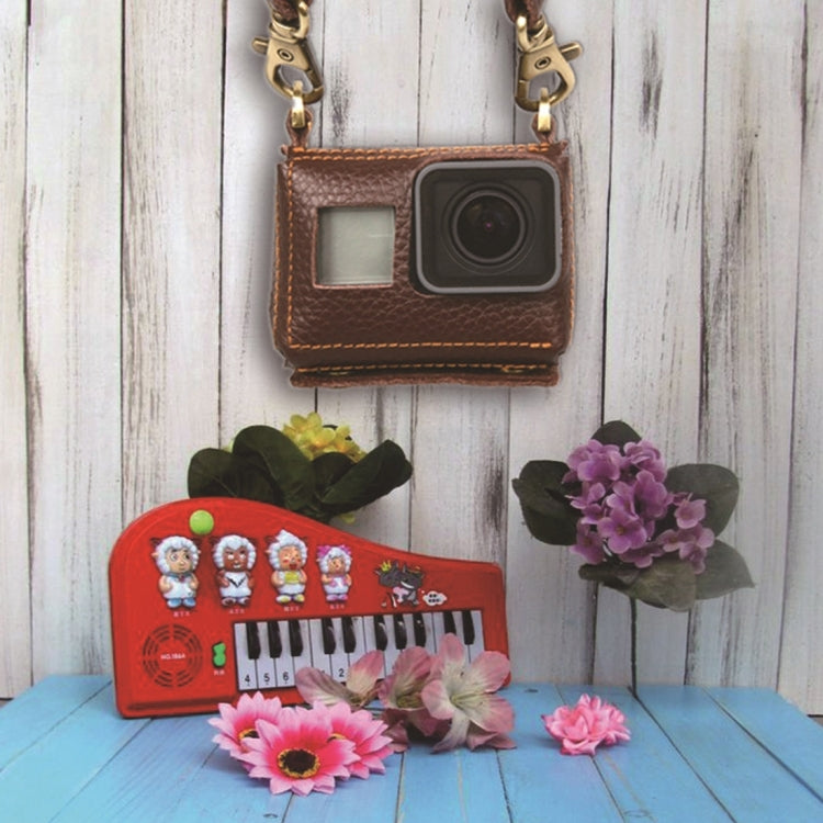 For GoPro HERO4 Litchi Texture Genuine Leather Protective Case with Sling(Brown) by buy2fix