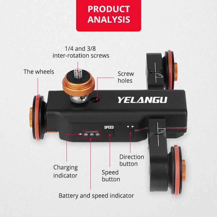 YELANGU L4X Camera Wheel Dolly + PC03 Phone Clamp with Remote, Load: 3kg - Camera Dolly by YELANGU | Online Shopping UK | buy2fix