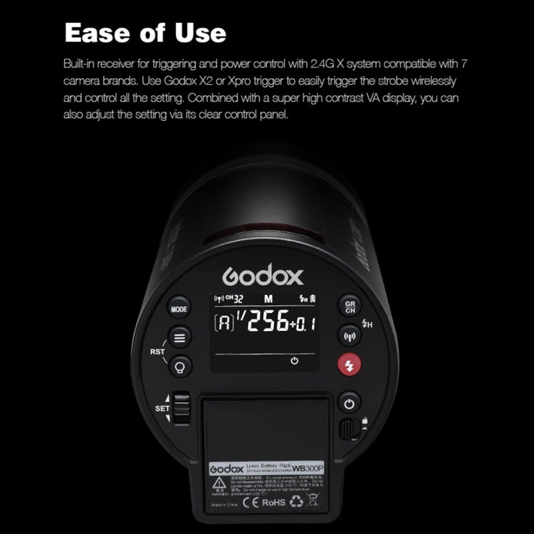 Godox AD300 Pro 300Ws TTL HSS Pocket Flash Outdoor Speedlite Light Kits(EU Plug) - Shoe Mount Flashes by Godox | Online Shopping UK | buy2fix