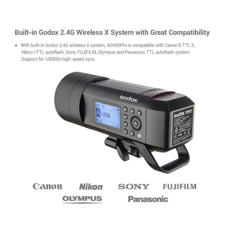 Godox AD400 Pro WITSTRO 400Ws All-in-One Outdoor Flash 2.4GHz Speedlite Light(EU Plug) - Shoe Mount Flashes by Godox | Online Shopping UK | buy2fix