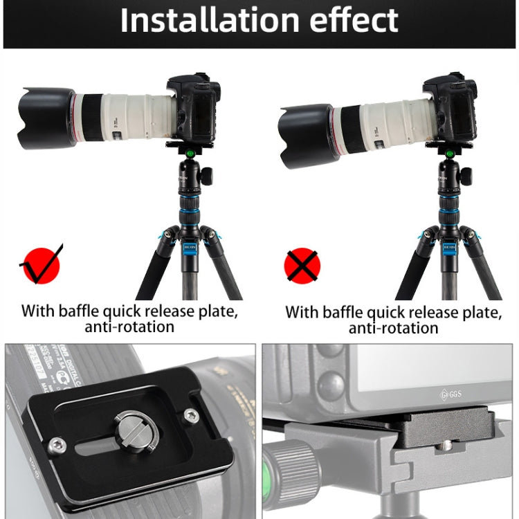 BEXIN PL-80 Anti-rotation Quick Release Plate with Rubber Cushion(Black) by BEXIN