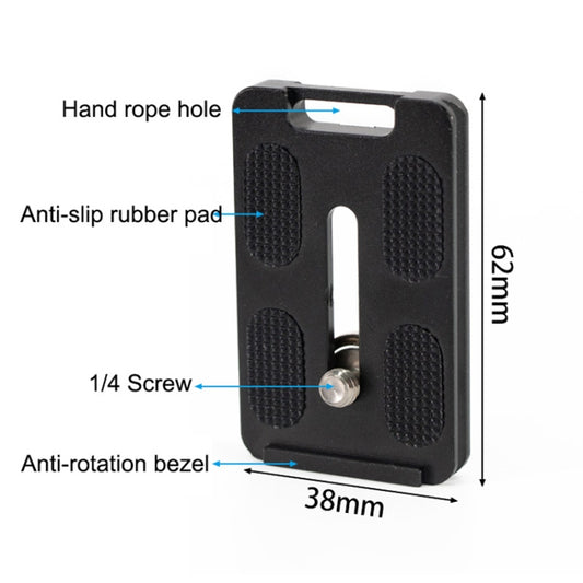 BEXIN PL-62 Anti-rotation Quick Release Plate with Rubber Cushion(Black) by BEXIN