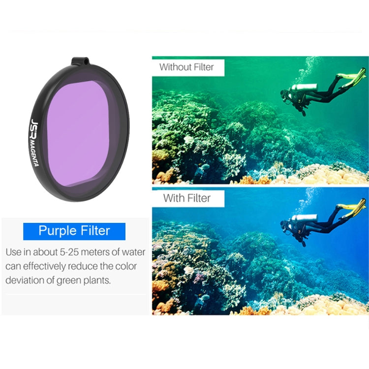 JSR Round Housing Diving 3 in 1 Red + Yellow + Purple Lens Filter for GoPro HERO8 Black by JSR