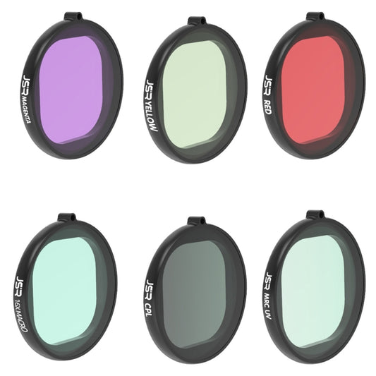 JSR Round Housing Diving 6 in 1 UV + CPL + 16X Macro + Red + Yellow + Purple Lens Filter for GoPro HERO8 Black by JSR