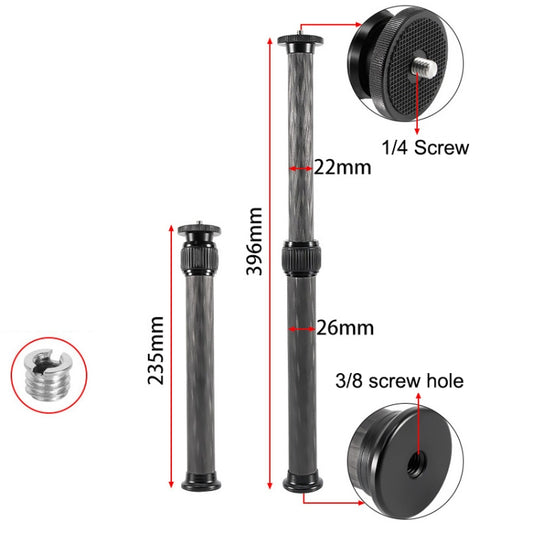 BEXIN P262C 235mm-396mm Tripod Extension Pole Carbon Fiber Center Column Tripod Extender(Black) by BEXIN