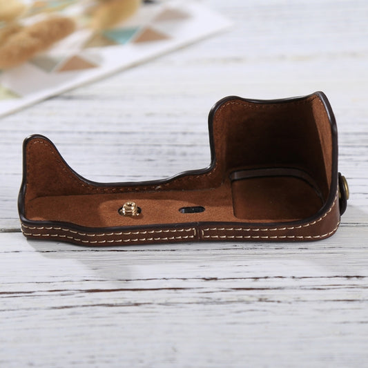 1/4 inch Thread PU Leather Camera Half Case Base for Sony Alpha 6100 / A6100(Coffee) - Half Case by buy2fix | Online Shopping UK | buy2fix