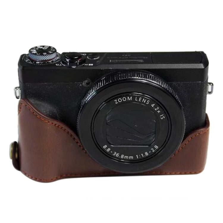 1/4 inch Thread PU Leather Camera Half Case Base for Canon G7 X Mark III / G7 X3 (Coffee) - Half Case by buy2fix | Online Shopping UK | buy2fix