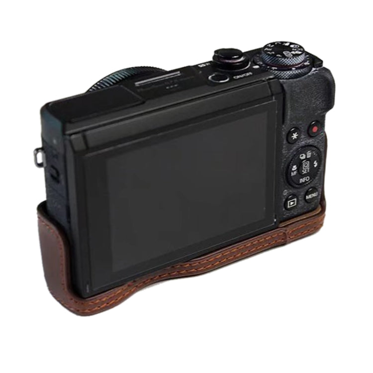 1/4 inch Thread PU Leather Camera Half Case Base for Canon G7 X Mark III / G7 X3 (Coffee) - Half Case by buy2fix | Online Shopping UK | buy2fix