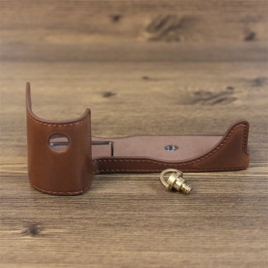 For Canon EOS R7 1/4 inch Thread PU Leather Camera Half Case Base (Coffee) by buy2fix