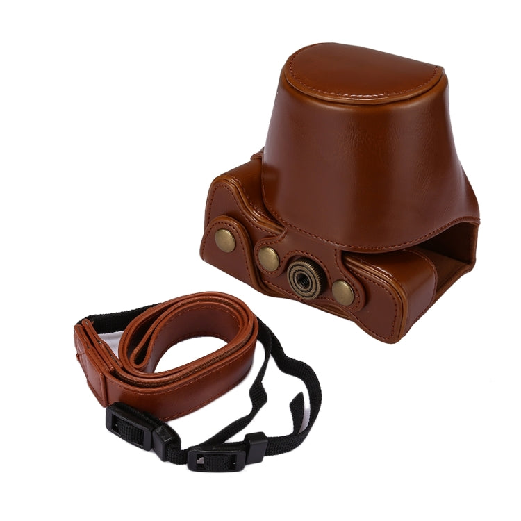 Full Body Camera PU Leather Case Bag with Strap for Canon EOS M6 (Brown) - Leather Bag by buy2fix | Online Shopping UK | buy2fix