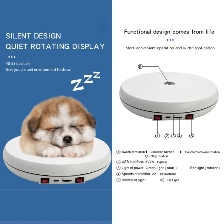 25cm LED Light Electric Rotating Display Stand Turntable (Black) - by buy2fix | Online Shopping UK | buy2fix