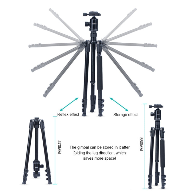 TRIOPO Oubao A-308S Adjustable Portable Aluminum Alloy Tripod with Ball Head for SLR Camera - Tripods by TRIOPO | Online Shopping UK | buy2fix