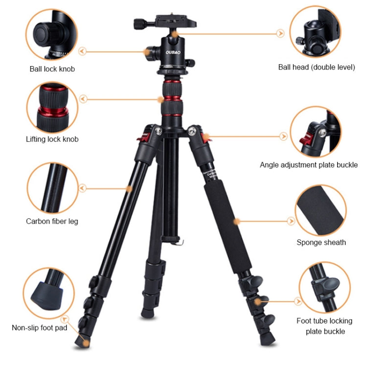 TRIOPO Oubao A-208S Adjustable Portable Aluminum Alloy Tripod with Ball Head for SLR Camera - Tripods by TRIOPO | Online Shopping UK | buy2fix