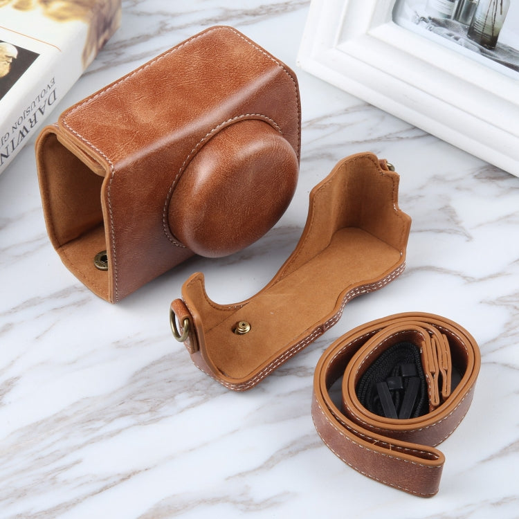 For Sony ZV-1F Vlog Camera Full Body Magnetic Leather Camera Case Bag with Strap(Brown) by buy2fix