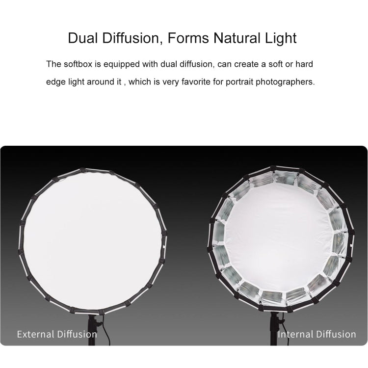 FEELWORLD FSP60 60cm Parabolic Softbox Quick Release Diffuser with Bowens Mount (Black) - by FEELWORLD | Online Shopping UK | buy2fix