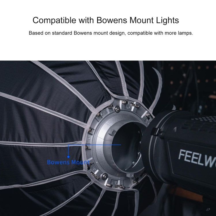 FEELWORLD FSP60 60cm Parabolic Softbox Quick Release Diffuser with Bowens Mount (Black) - by FEELWORLD | Online Shopping UK | buy2fix